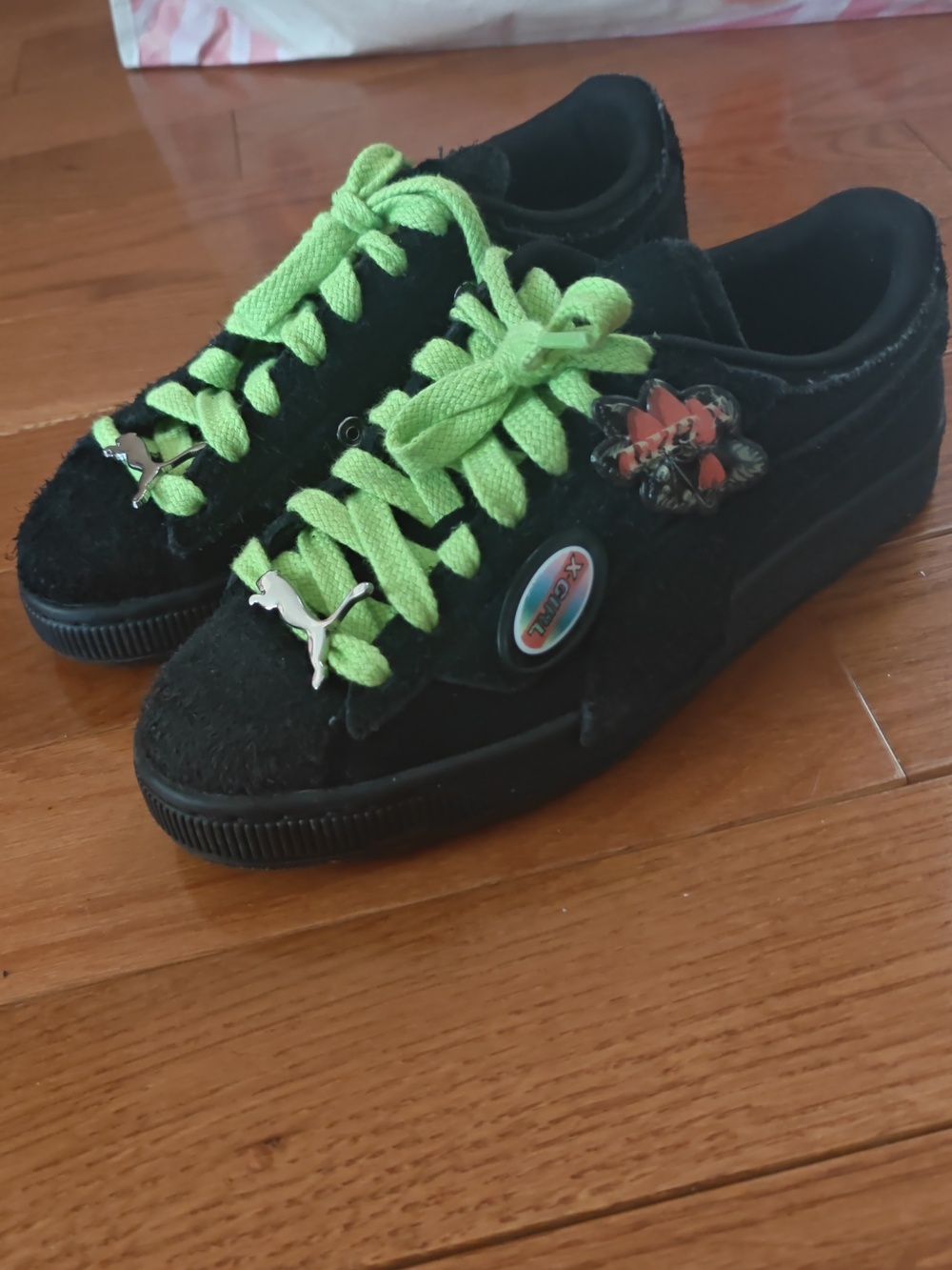 Puma Black Sneakers with Lime Green Laces